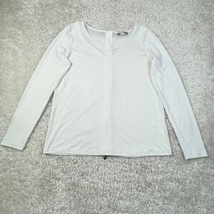 Anatomie White Long Sleeve Jersey Mesh Trim Top Exposed Back Zipper